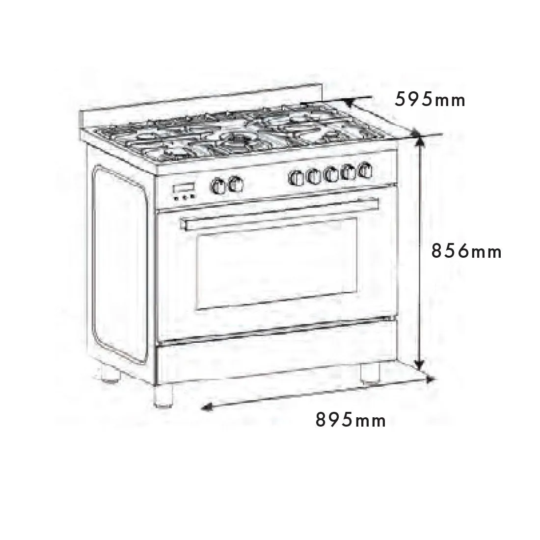 Euro Appliances Dual Fuel Freestanding Oven 90cm Black
