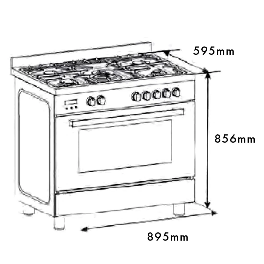 Euro Appliances Dual Fuel Freestanding Oven 90cm Stainless Steel