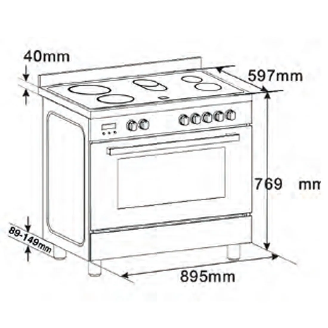Euro Appliances Electric Freestanding Oven | Stainless Steel | 90cm