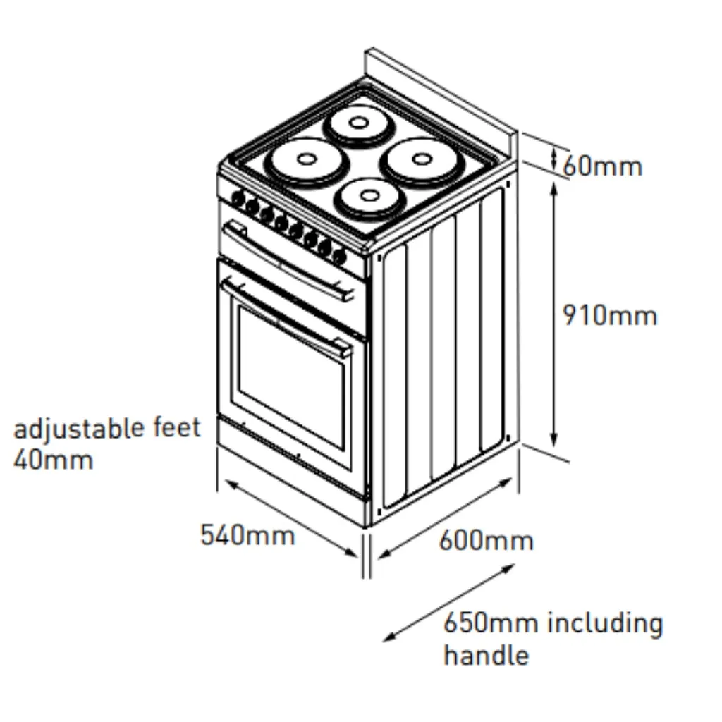 Euromaid F54EW 54cm Freestanding Electric Stove