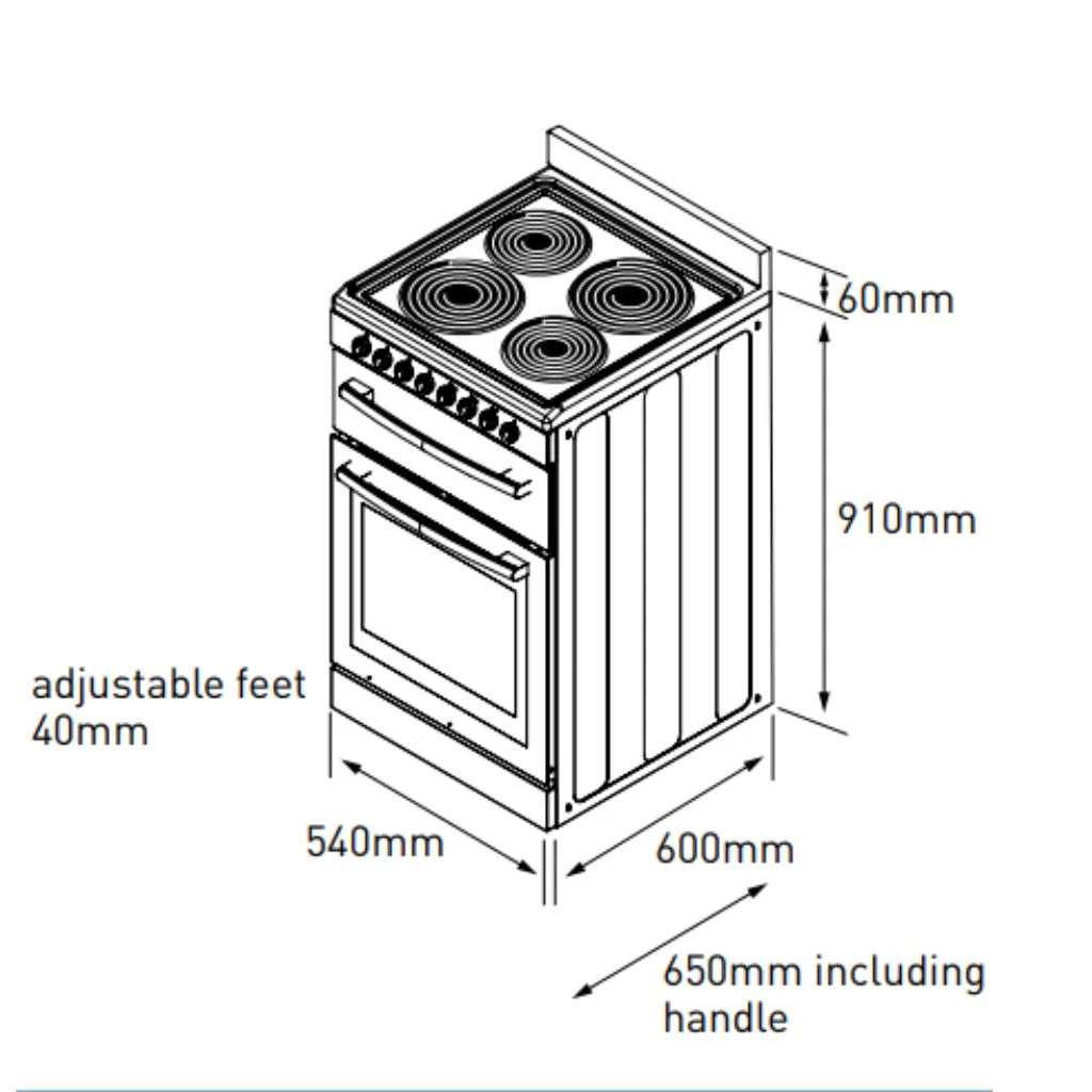 Euromaid F54RW 54cm Freestanding Electric Stove