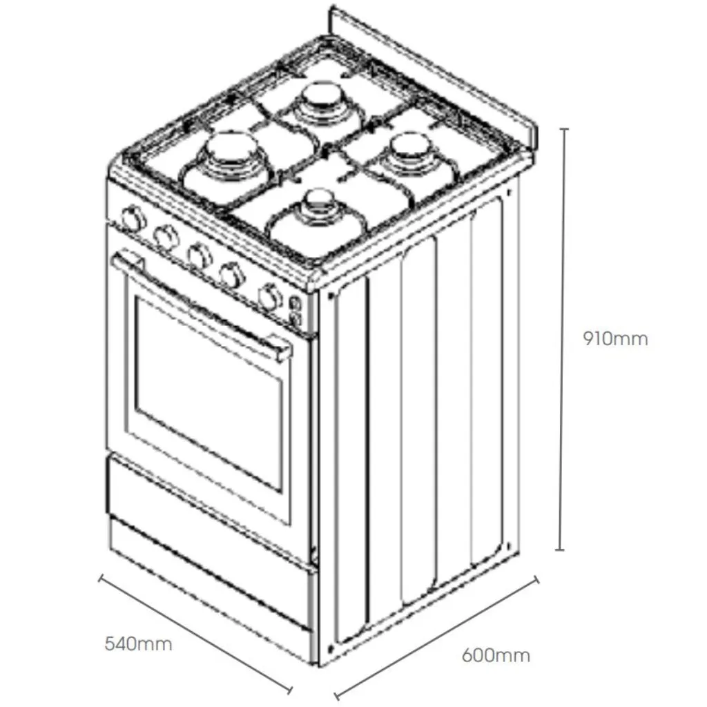 Euromaid FGG54W 54cm Freestanding Natural Gas Stove