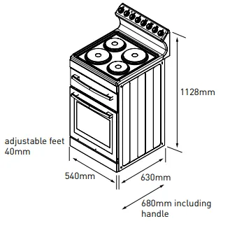 Euromaid R54EW 54cm Freestanding Electric Stove
