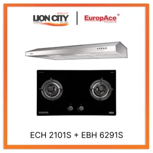 Europace ECH 2101S 90cm S/Steel Slim Hood   EBH 6291S 2 Burner 90cm Slim Hob (Schott Glass)