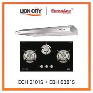 Europace ECH2101S 90cm Slim Hood   EBH6381S 3 Burner 80cm Slim Hob (Schott Glass)