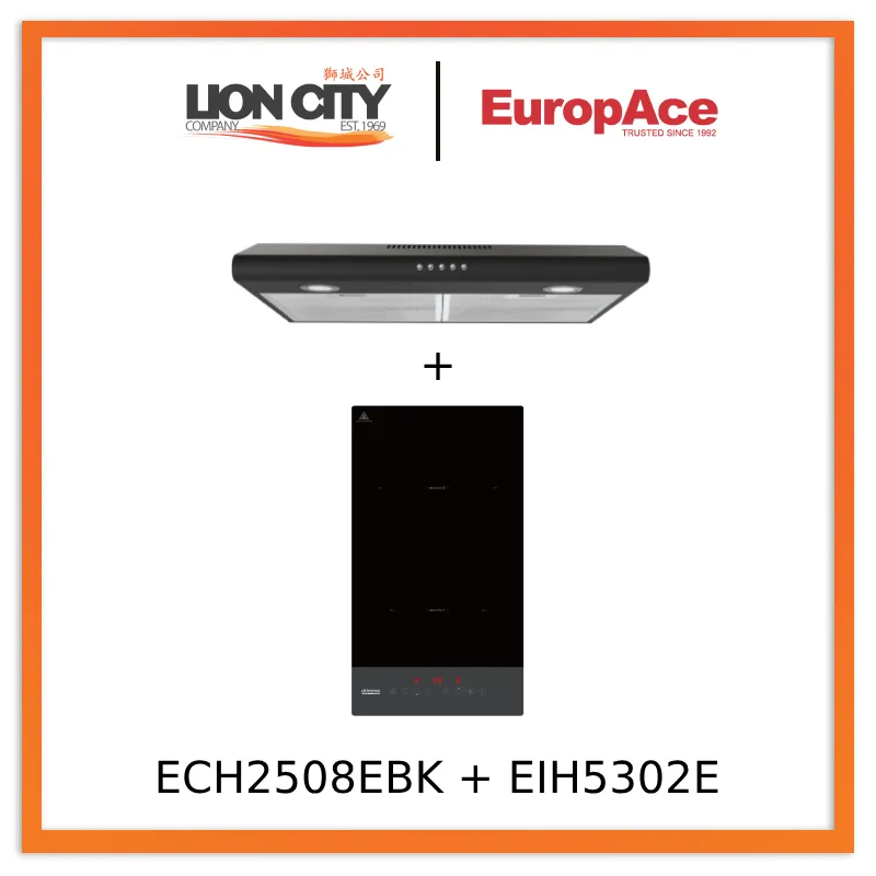Europace ECH2508EBK 60cm Slimline Hood   EIH5302E 5 Series 30cm Domino Built-in Induction Hob