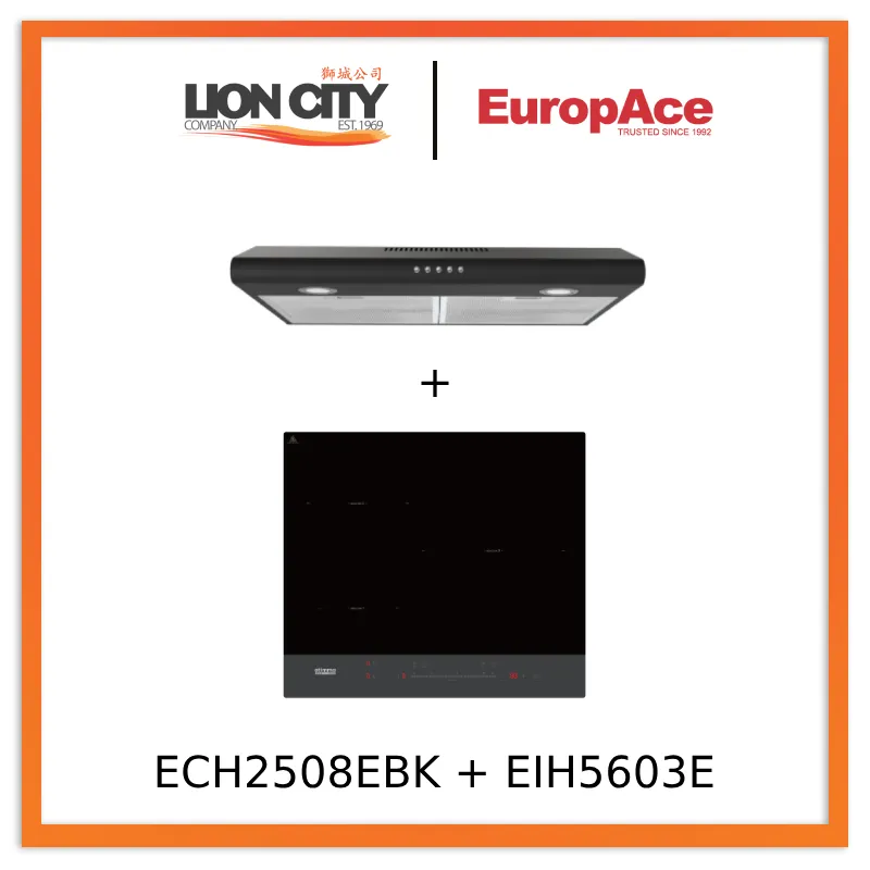 Europace ECH2508EBK 60cm Slimline Hood   EIH5603E 5 Series 60cm Induction Hob