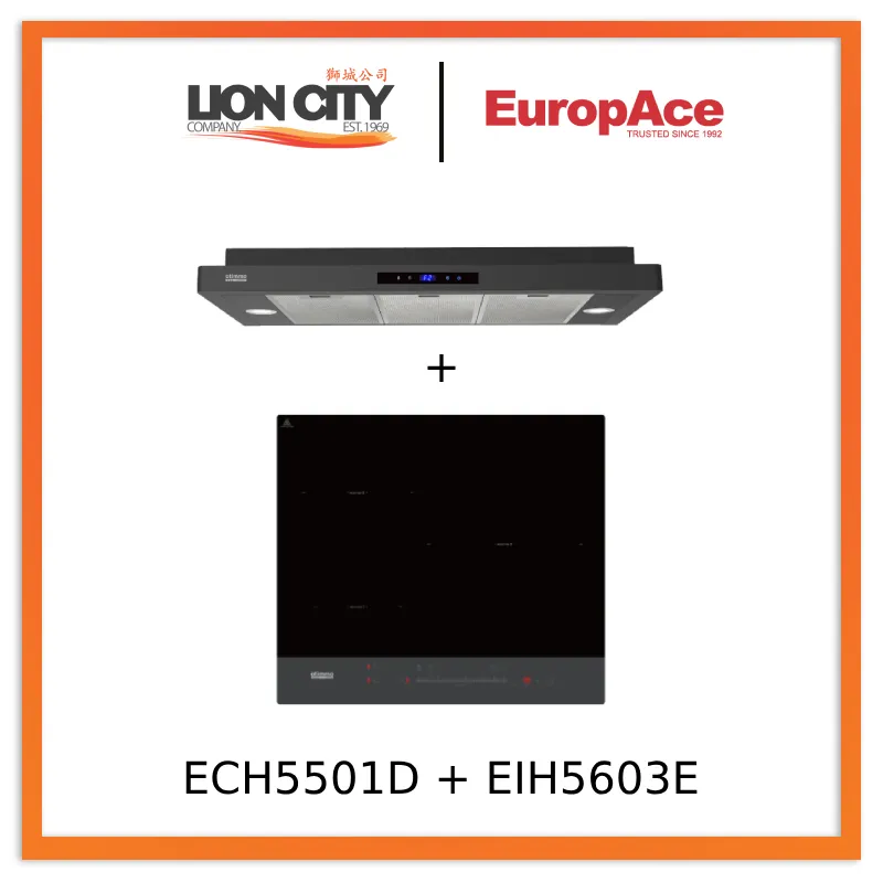 Europace ECH5501DBK 90cm Slimline Hood   EIH5603E 5 Series 60cm Induction Hob