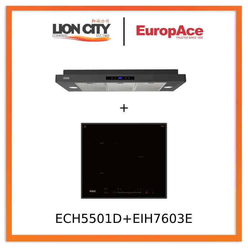 Europace ECH5501DBK 90cm Slimline Hood   EIH7603E 7 Series 60cm Induction Hob