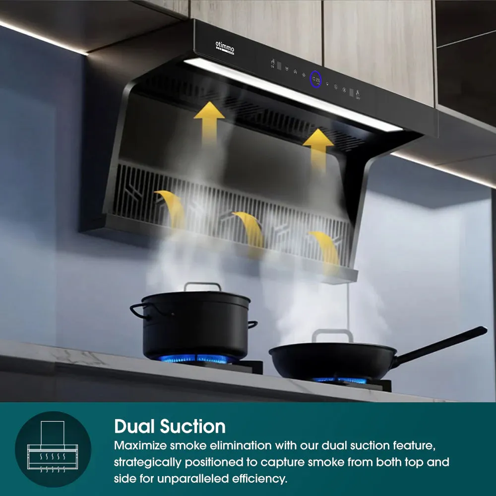 Europace ECH9122EBK 90cm 1200m3/h L-Shaped Hood with Dual Suction
