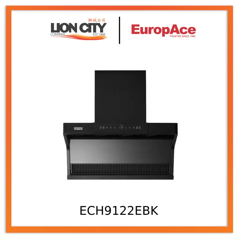 Europace ECH9122EBK 90cm 1200m3/h L-Shaped Hood with Dual Suction