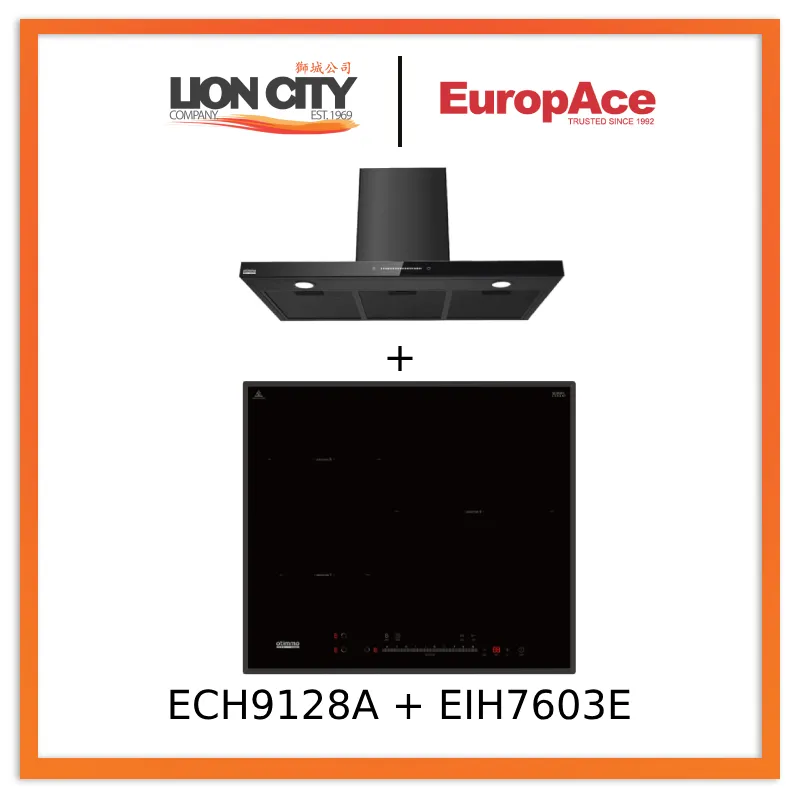 Europace ECH9128A 90cm Premium T-Chimney Hood Full   EIH7603E 7 Series 60cm Induction Hob