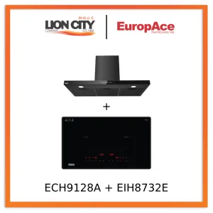 Europace ECH9128A 90cm Premium T-Chimney Hood Full   EIH8732E 8 Series 73cm Induction Hob with Magnetic Knob