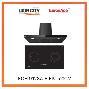 Europace ECH9128A 90cm Premium T-Chimney Hood Full   EIV5221V 75CM Built-in Induction Hob