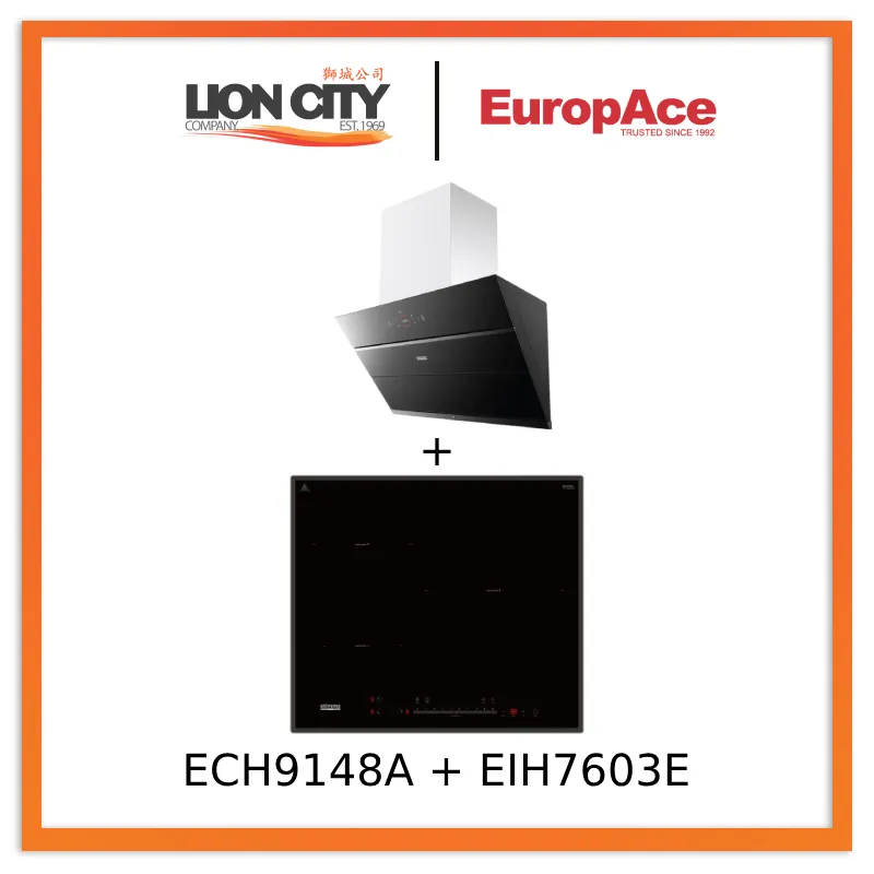Europace ECH9148A 90cm Premium Inclined Hood   EIH7603E 7 Series 60cm Induction Hob
