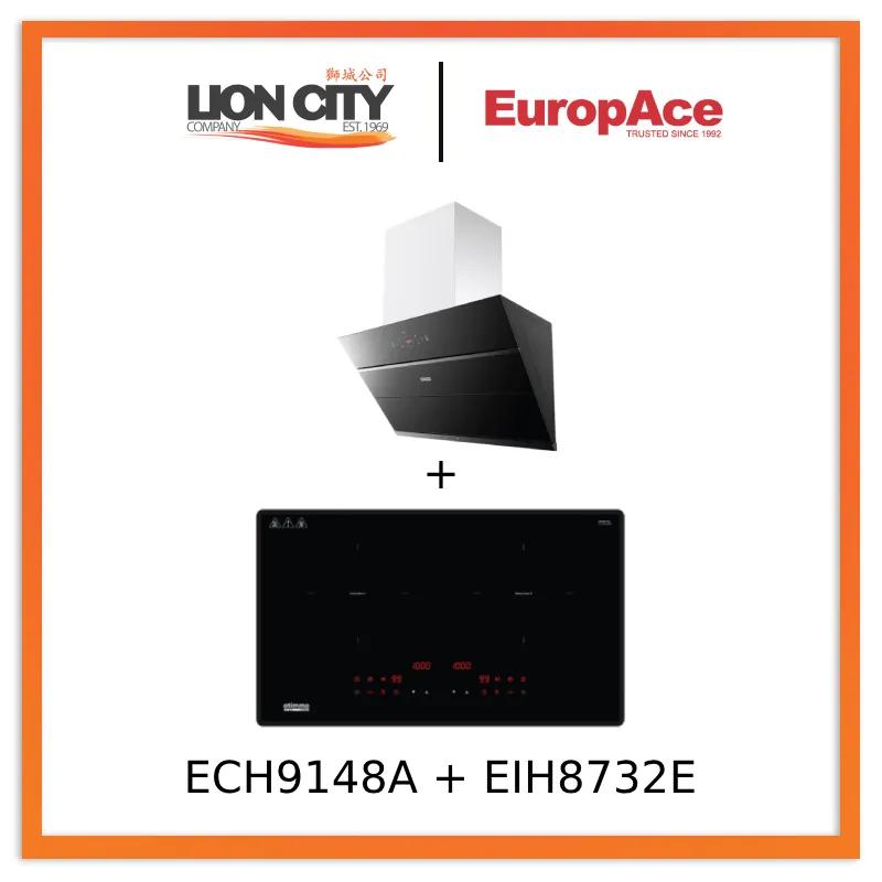 Europace ECH9148A 90cm Premium Inclined Hood   EIH8732E 8 Series 73cm Induction Hob with Magnetic Knob