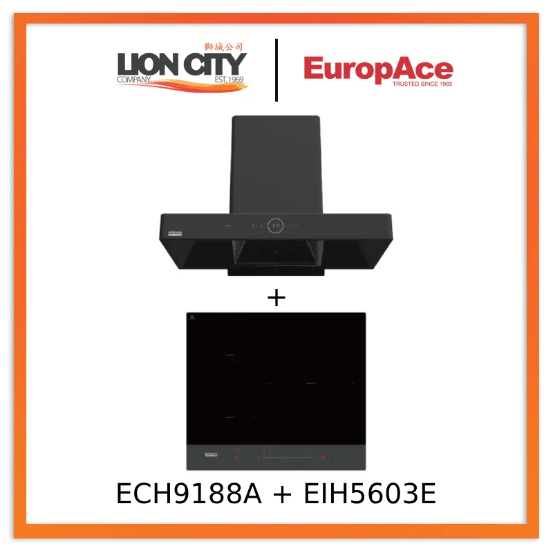 Europace ECH9188A 90CM Premium T-Chimney Hood   EIH5603E 5 Series 60cm Induction Hob