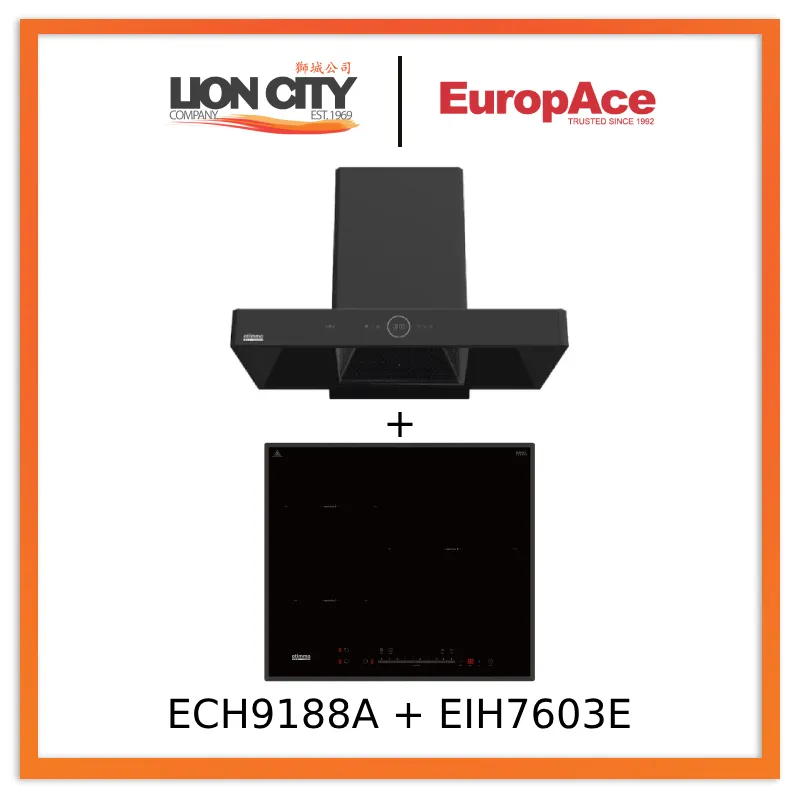 Europace ECH9188A 90CM Premium T-Chimney Hood   EIH7603E 7 Series 60cm Induction Hob