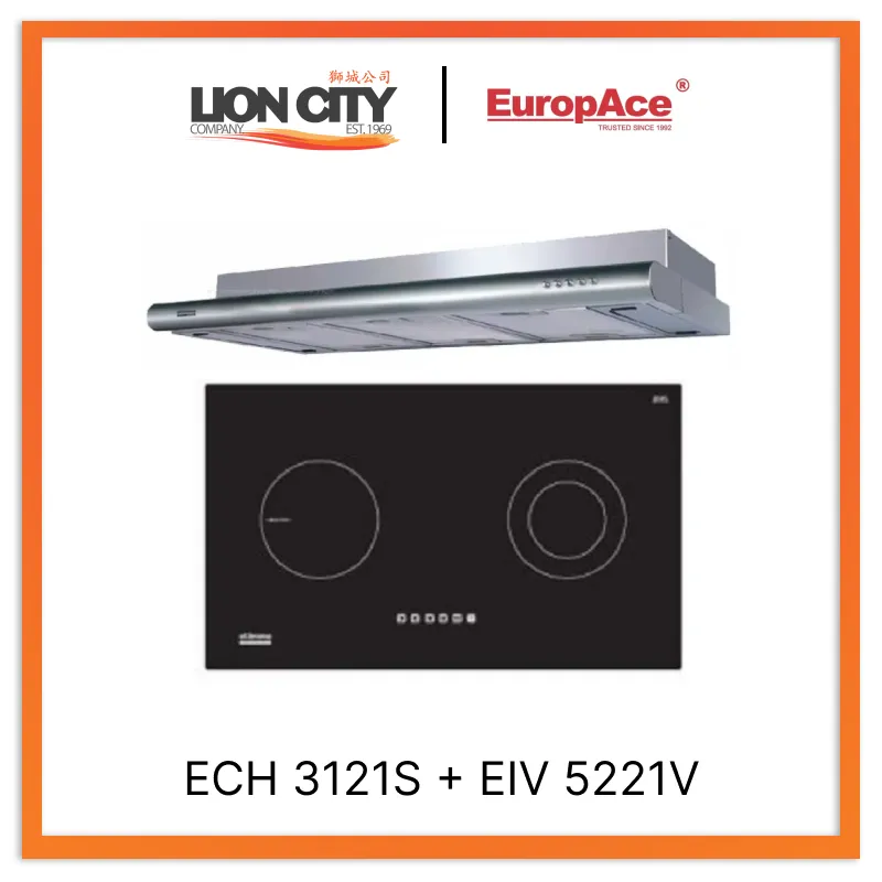 Europace Otimmo ECH 3121S 90cm Deluxe S/Steel Slim Hood   EIV5221V Built-in Induction Hob