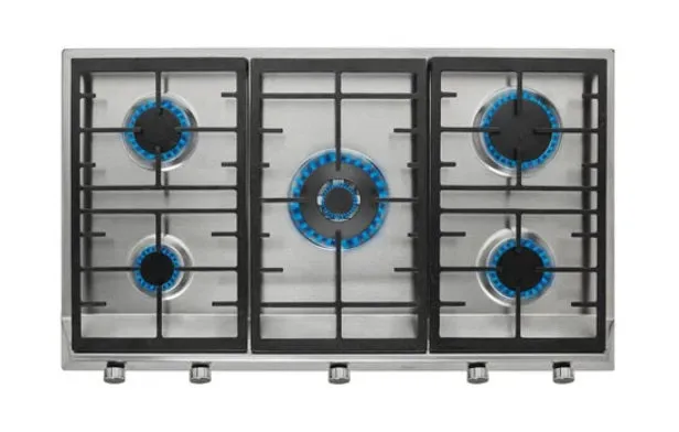 EX 90.1 5G AI AL DR CI Stainless Steel Gas Hob With Frontal Control Knobs of Butane and Natural Gas