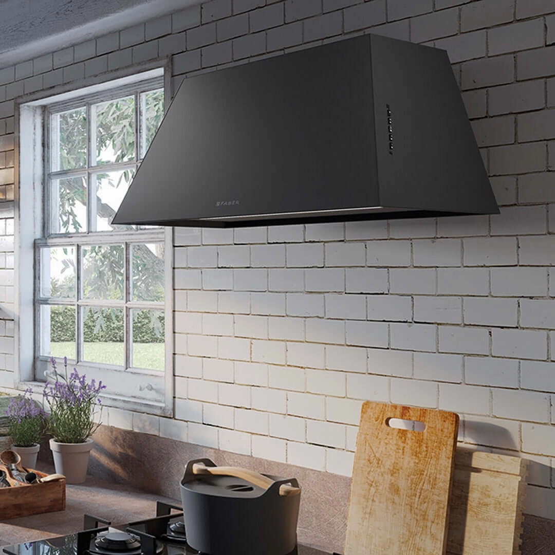 Faber Chloe Wall Mount Range Hood In Matte Black With Size Options