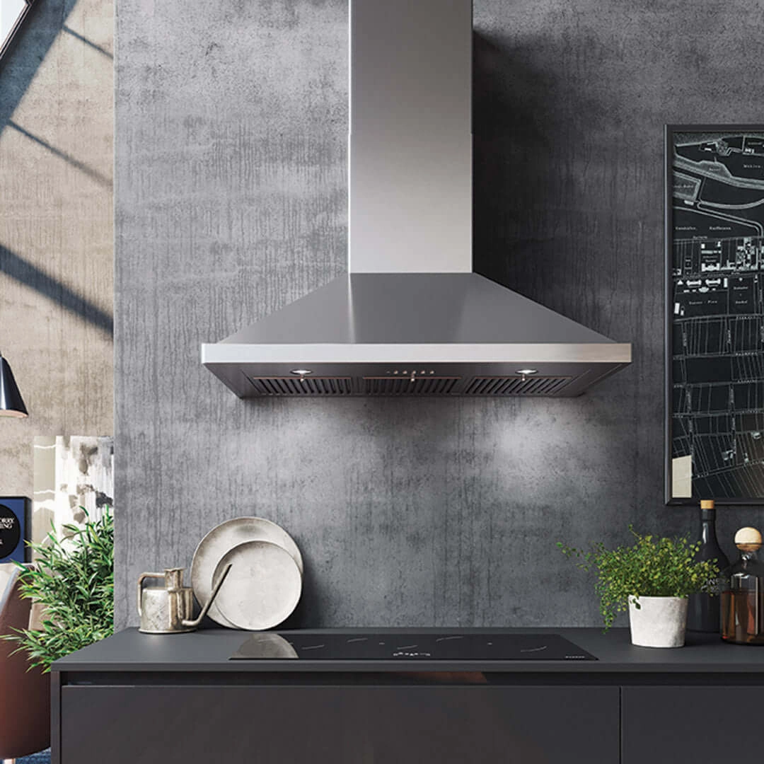 Faber Nova Pro Wall Mount Range Hood With Size Options In Stainless Steel