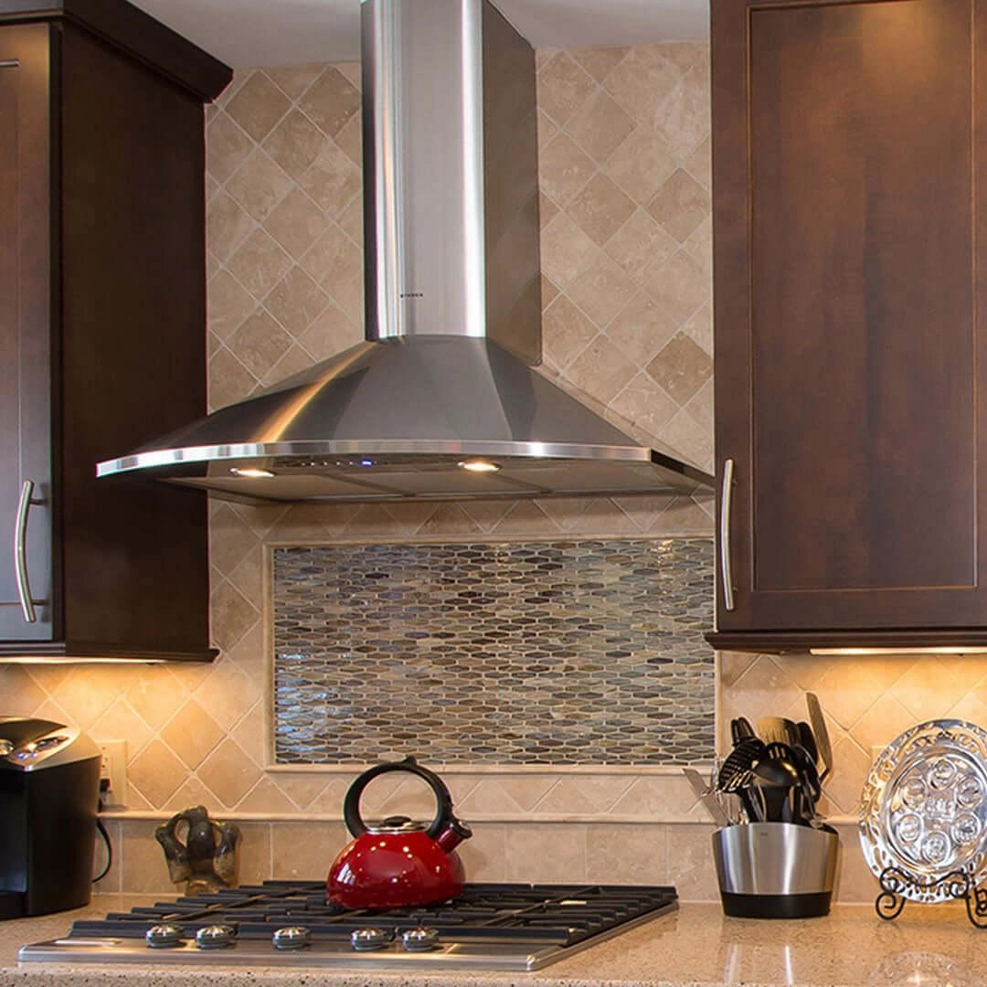 Faber Tender Wall Mount Range Hood With Size Options In Stainless Steel
