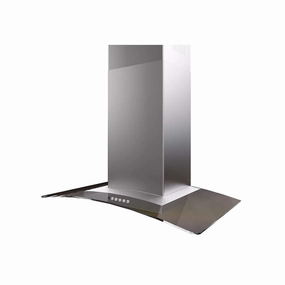 Faber Tratto Wall Mount Range Hood with Size Options In Stainless Steel and Glass