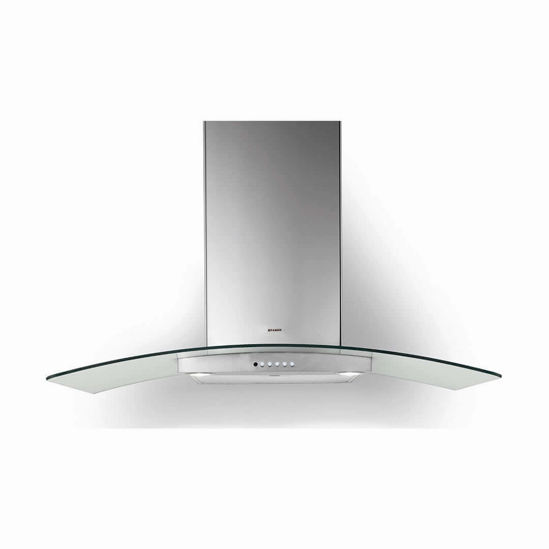 Faber Tratto Wall Mount Range Hood with Size Options In Stainless Steel and Glass