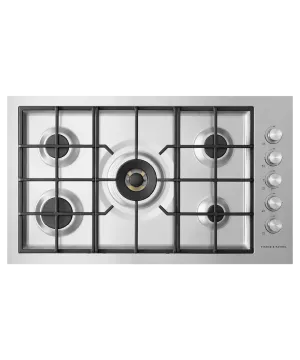 Fisher & Paykel CG365DNGRX2N Gas On Steel Cooktop, 36", Flush Fit