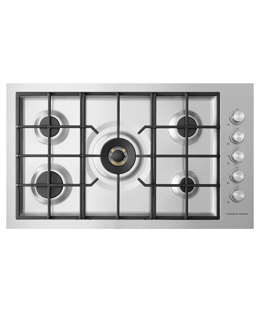 Fisher & Paykel CG365DNGRX2N Gas On Steel Cooktop, 36", Flush Fit