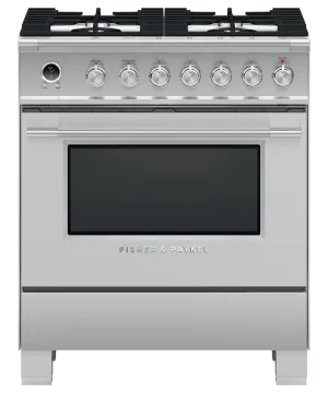 Fisher & Paykel OR30SCG6X1 Dual Fuel Range, 30", 4 Burners, Self-Cleaning