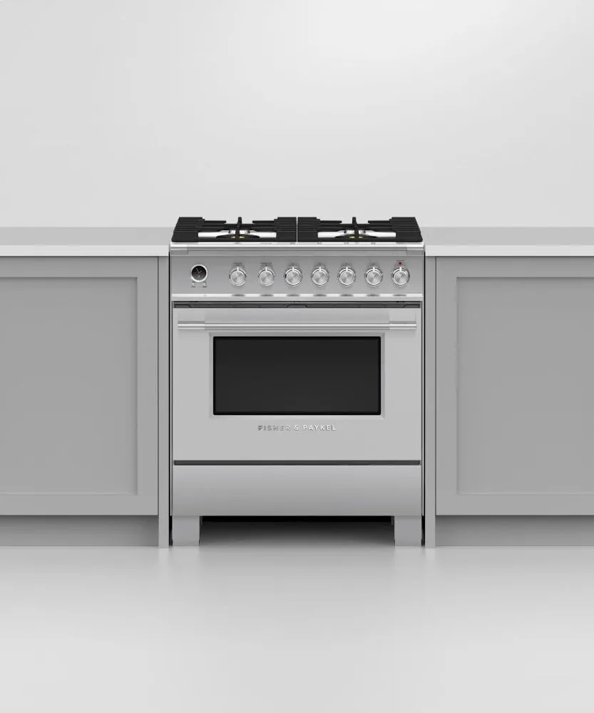 Fisher & Paykel OR30SCG6X1 Dual Fuel Range, 30", 4 Burners, Self-Cleaning