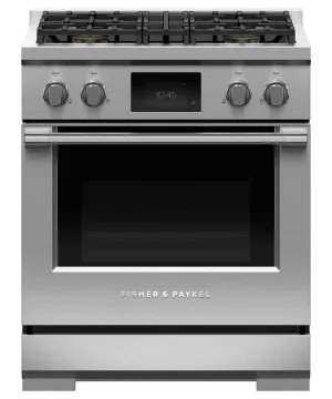 Fisher & Paykel RDV3304N Dual Fuel Range, 30", 4 Burners, Self-Cleaning