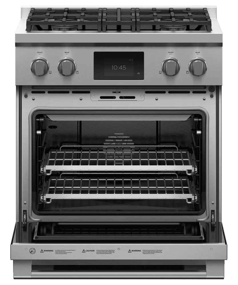 Fisher & Paykel RDV3304N Dual Fuel Range, 30", 4 Burners, Self-Cleaning