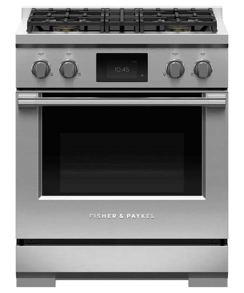 Fisher & Paykel RDV3304N Dual Fuel Range, 30", 4 Burners, Self-Cleaning