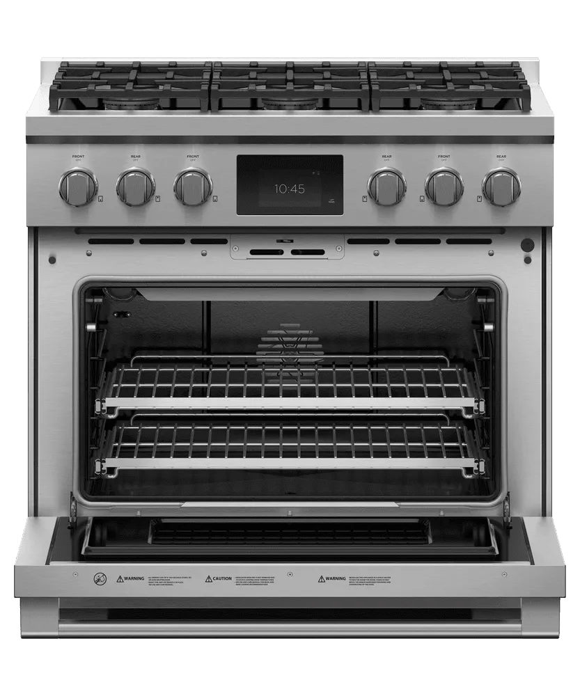 Fisher & Paykel RDV3366L Dual Fuel Range, 36", 6 Burners, Self-Cleaning, Lpg
