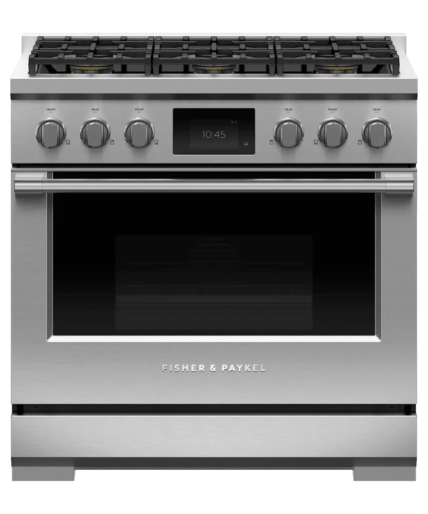 Fisher & Paykel RDV3366L Dual Fuel Range, 36", 6 Burners, Self-Cleaning, Lpg