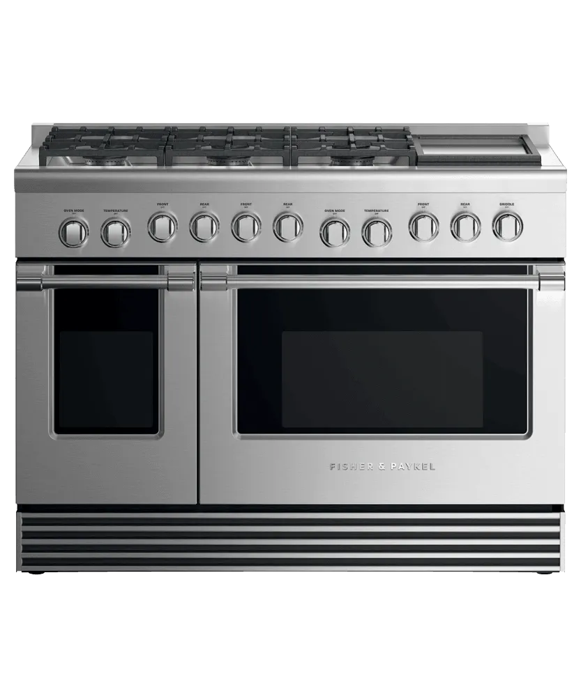 Fisher & Paykel RGV2486GDLN Gas Range, 48", 6 Burners With Griddle, Lpg