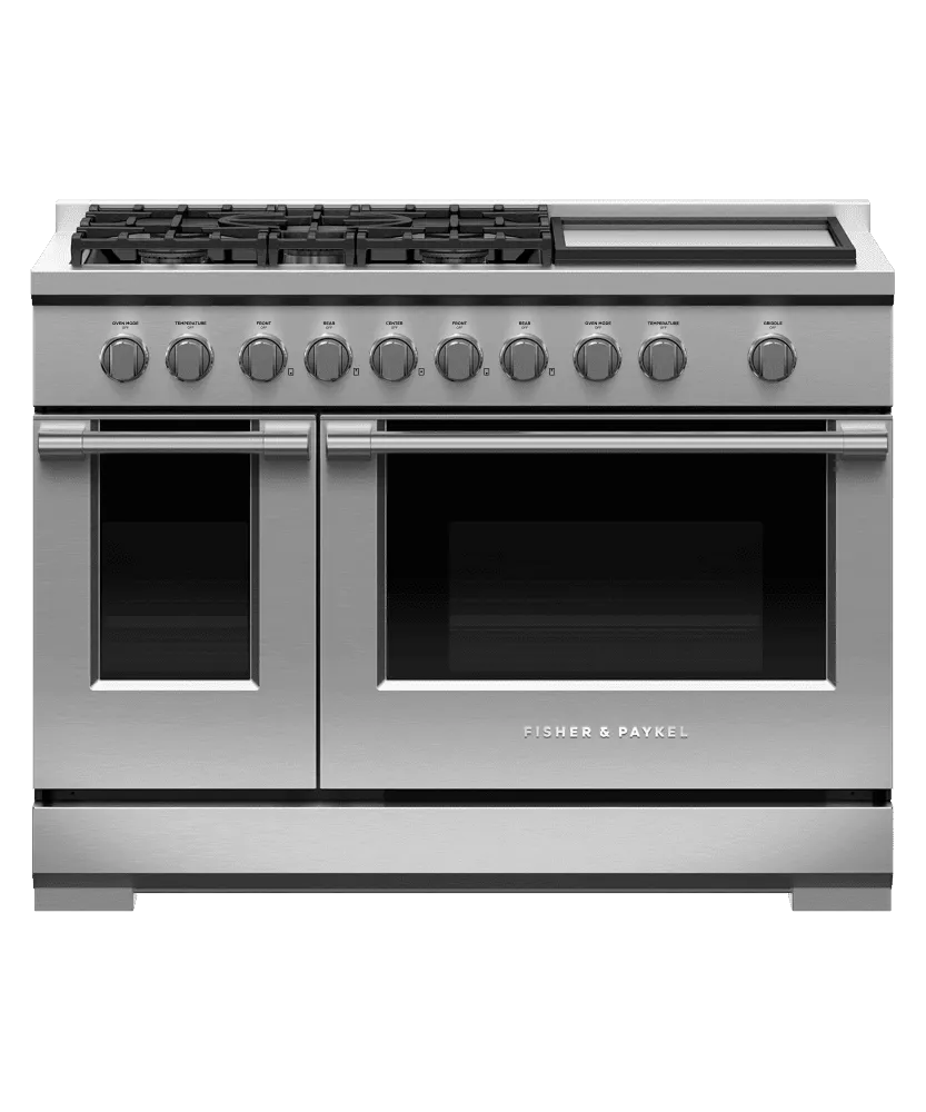 Fisher & Paykel RGV3485GDL Gas Range, 48", 5 Burners With Griddle, Lpg