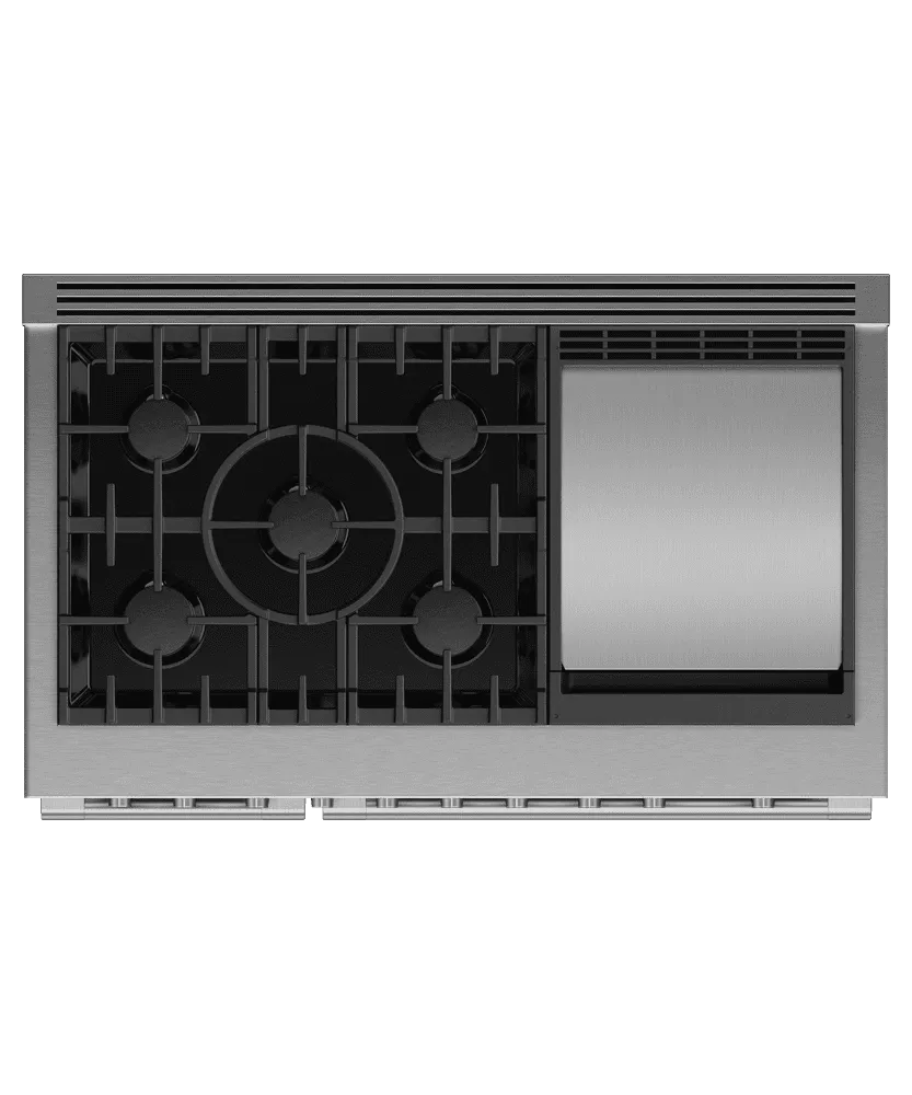 Fisher & Paykel RGV3485GDL Gas Range, 48", 5 Burners With Griddle, Lpg