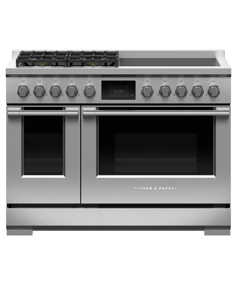 Fisher & Paykel RHV3484N Dual Fuel Range, 48", 4 Burners, 4 Induction Zones, Self-Cleaning