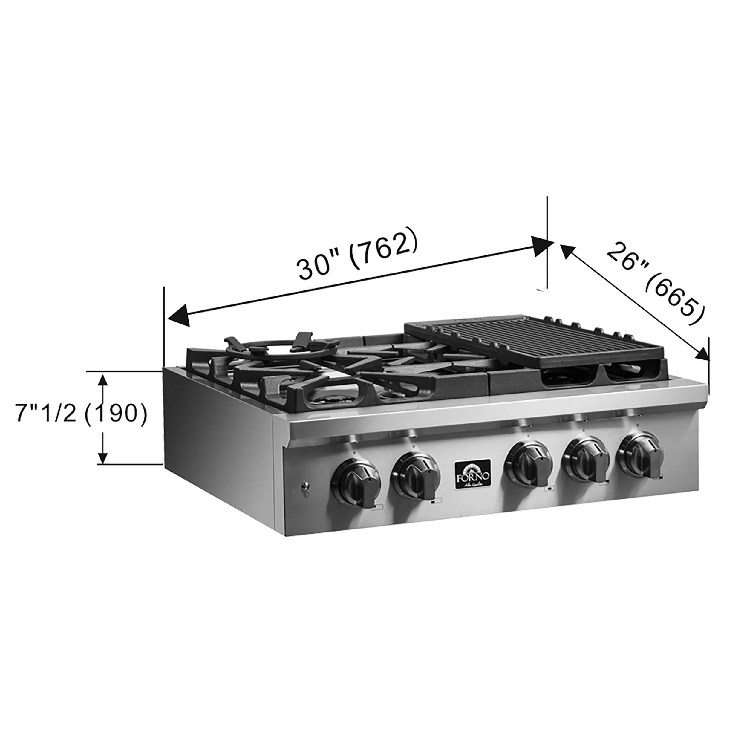 Forno FCTGS575130 Forno Spezia Alta Qualita 30" Pro-Style Gas Rangetop