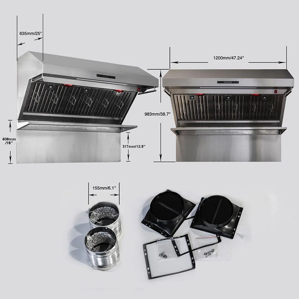 Forno FRHWM502948 Savona - 48" Wall Mount Range Hood Baffle Filter & Back Splash