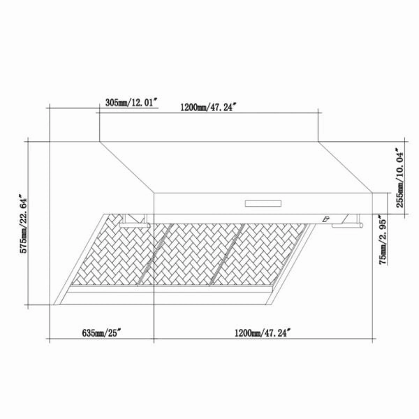 Forno Savona - 48 in. Wall Mount Range Hood & Back Splash with Red Warming Light in Stainless Steel (FRHWM5029-48HB)