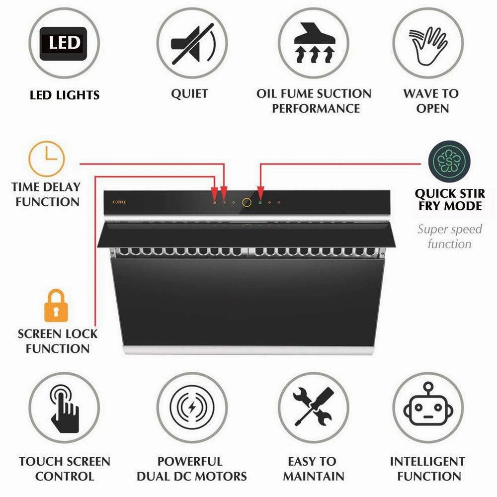 Fotile Slant Vent Series 30 in. 1000 CFM Wall Mount Range Hood with Motion and Touch Activation with Color Options (JQG7505)