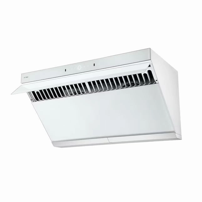 Fotile Slant Vent Series 36 in. 1000 CFM Wall Mount Range Hood with Motion and Touch Activation in White Schott Glass (JQG9006-W)