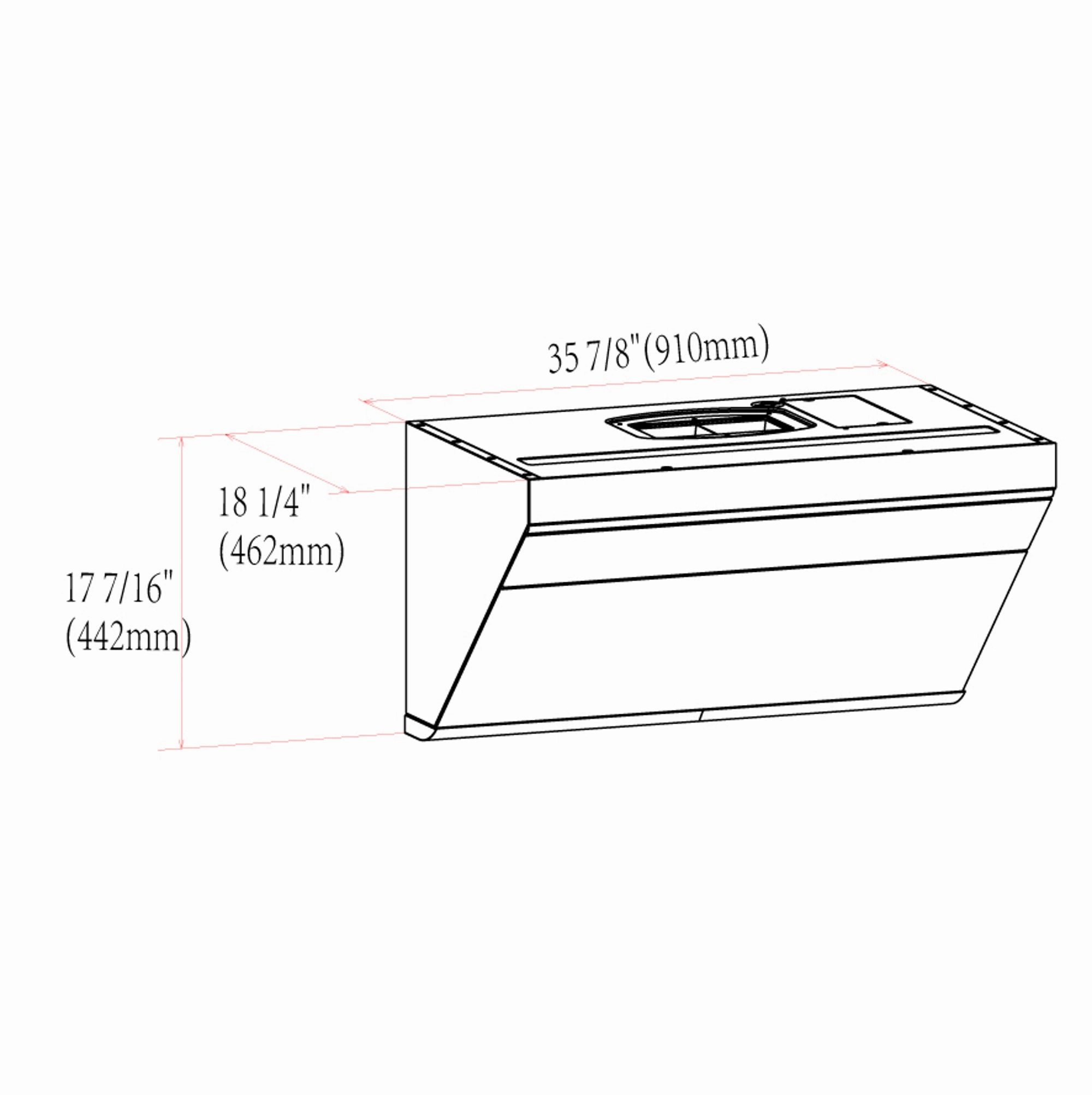Fotile Slant Vent Series 36 in. 850 CFM Wall Mount Range Hood with Touchscreen in Onyx Black Tempered Glass (JQG9001)