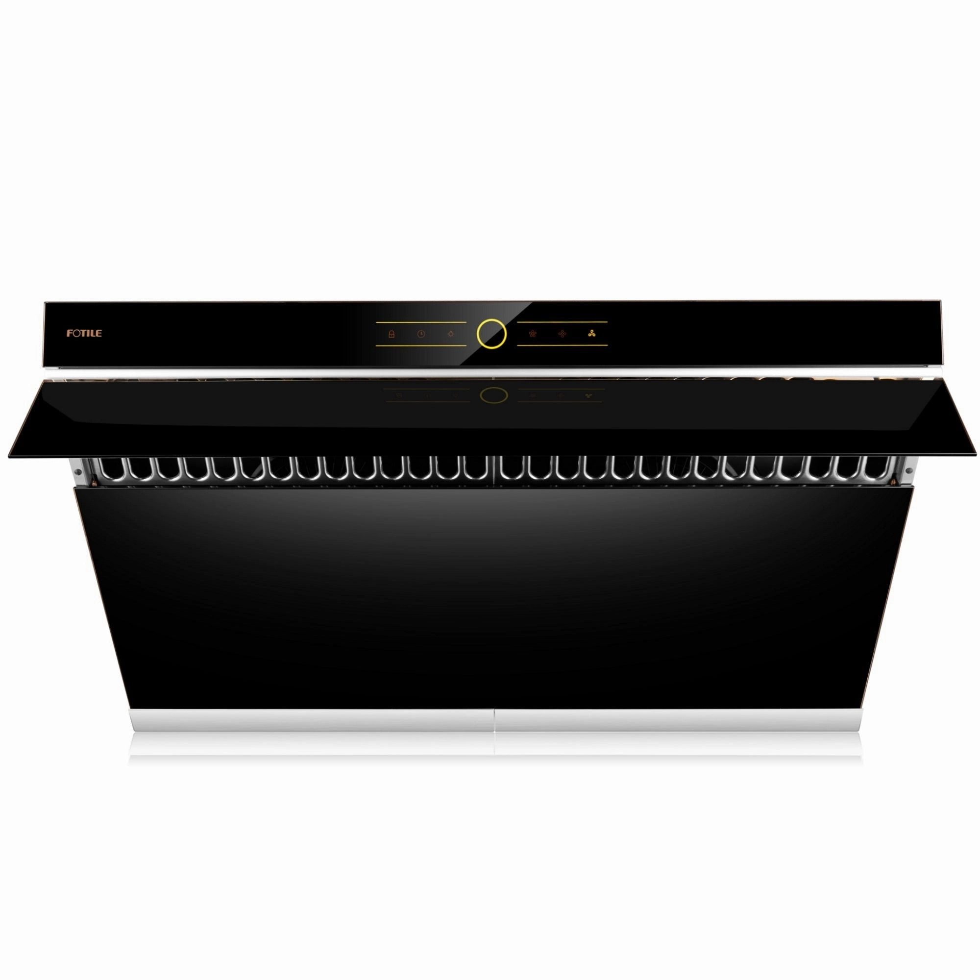 Fotile Slant Vent Series 36 in. 850 CFM Wall Mount Range Hood with Touchscreen in Onyx Black Tempered Glass (JQG9001)