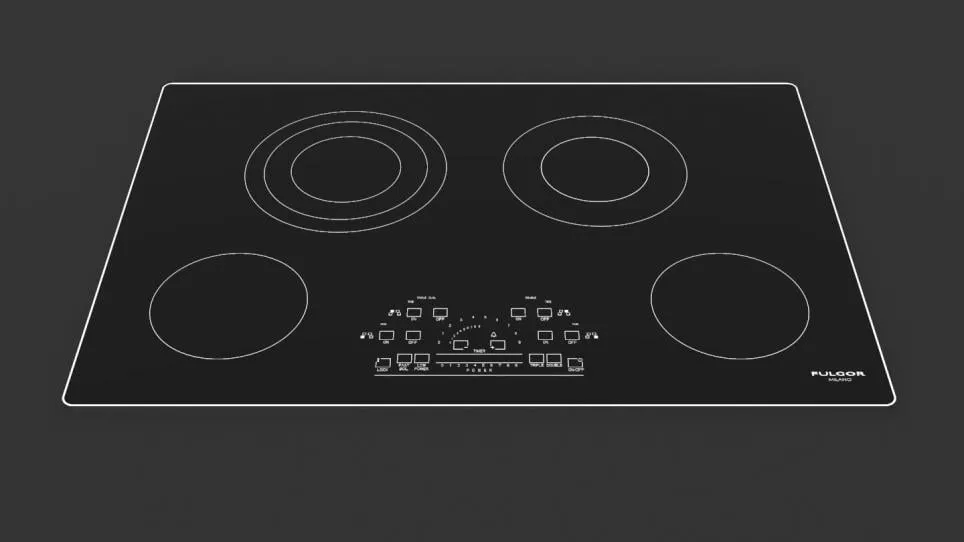 Fulgor Milano F6RT30S2 30" Radiant Cooktop With Brushed Aluminum Trim - Black Glass